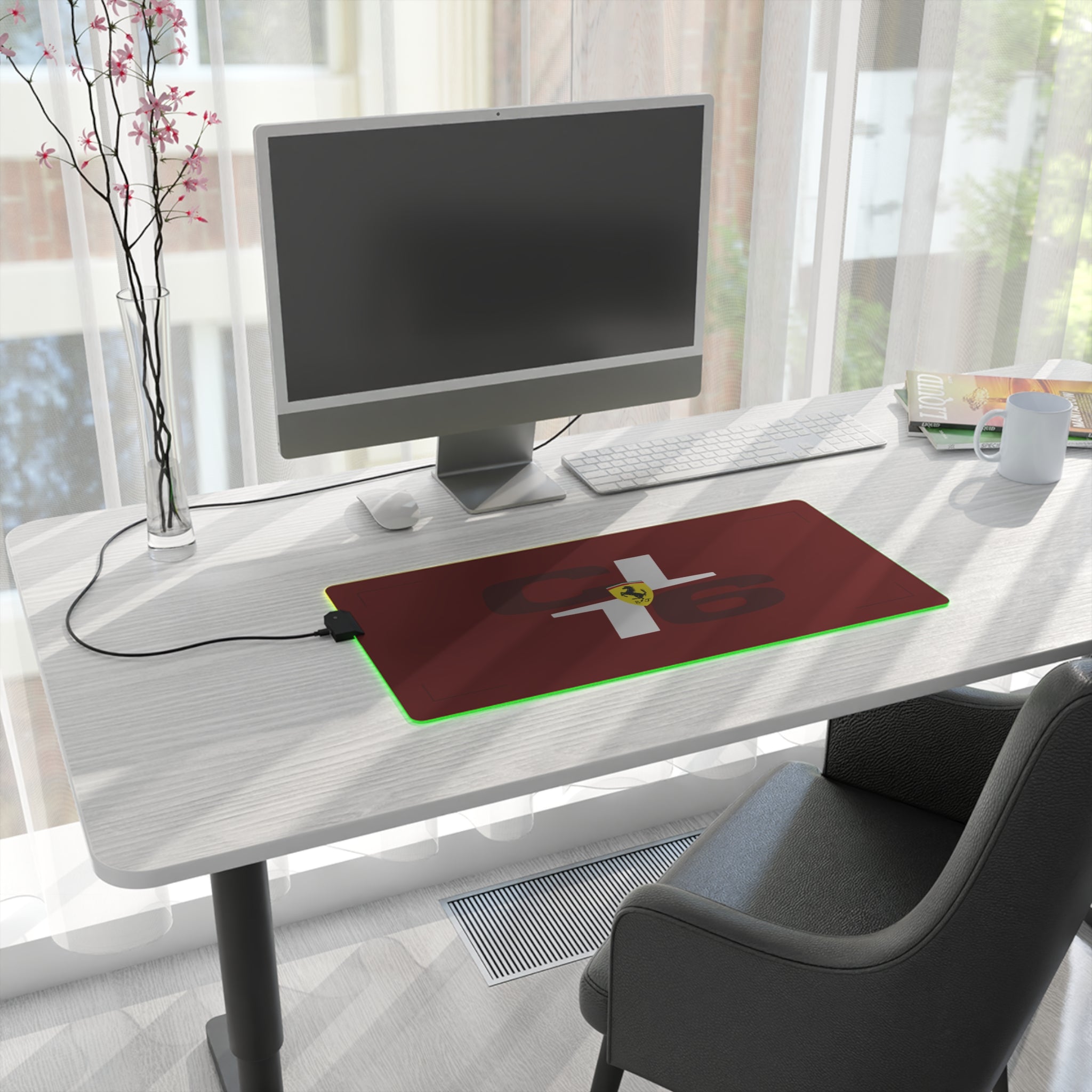 Red and black racing-inspired gaming mouse pad with a premium glide surface and motorsport styling. Inspired by Monaco’s top racer.