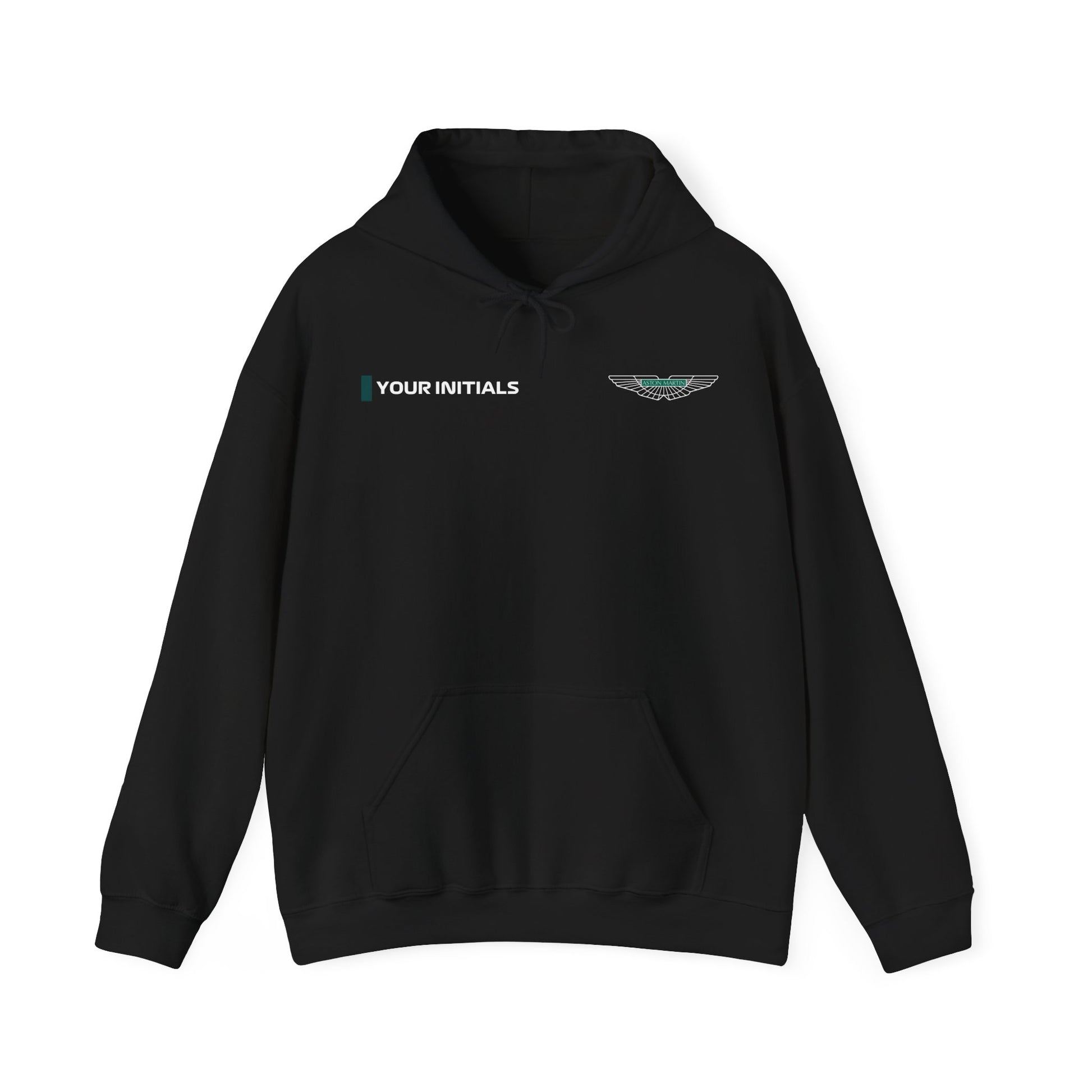 Verdant green racing-inspired hoodie with a motorsport aesthetic, custom initials, and heavyweight comfort. Perfect for Grand Prix fans and speed enthusiasts.