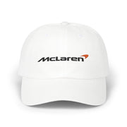 Papaya orange racing-inspired embroidered cap with a curved brim. Perfect for motorsport fans and race-day outfits.