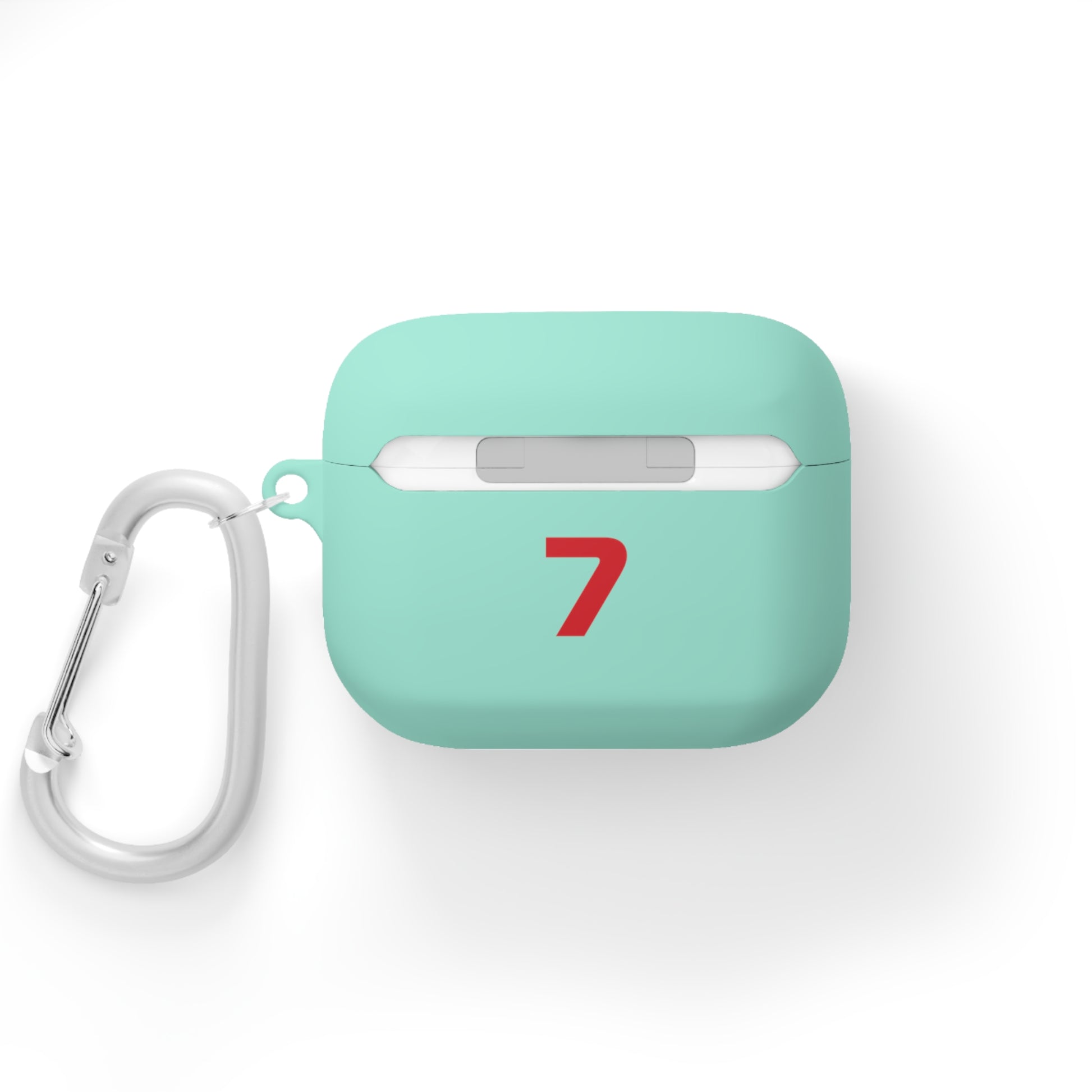 White and red racing-inspired AirPods case with a sleek Grand Prix aesthetic and custom initials option. Ideal for motorsport fans.