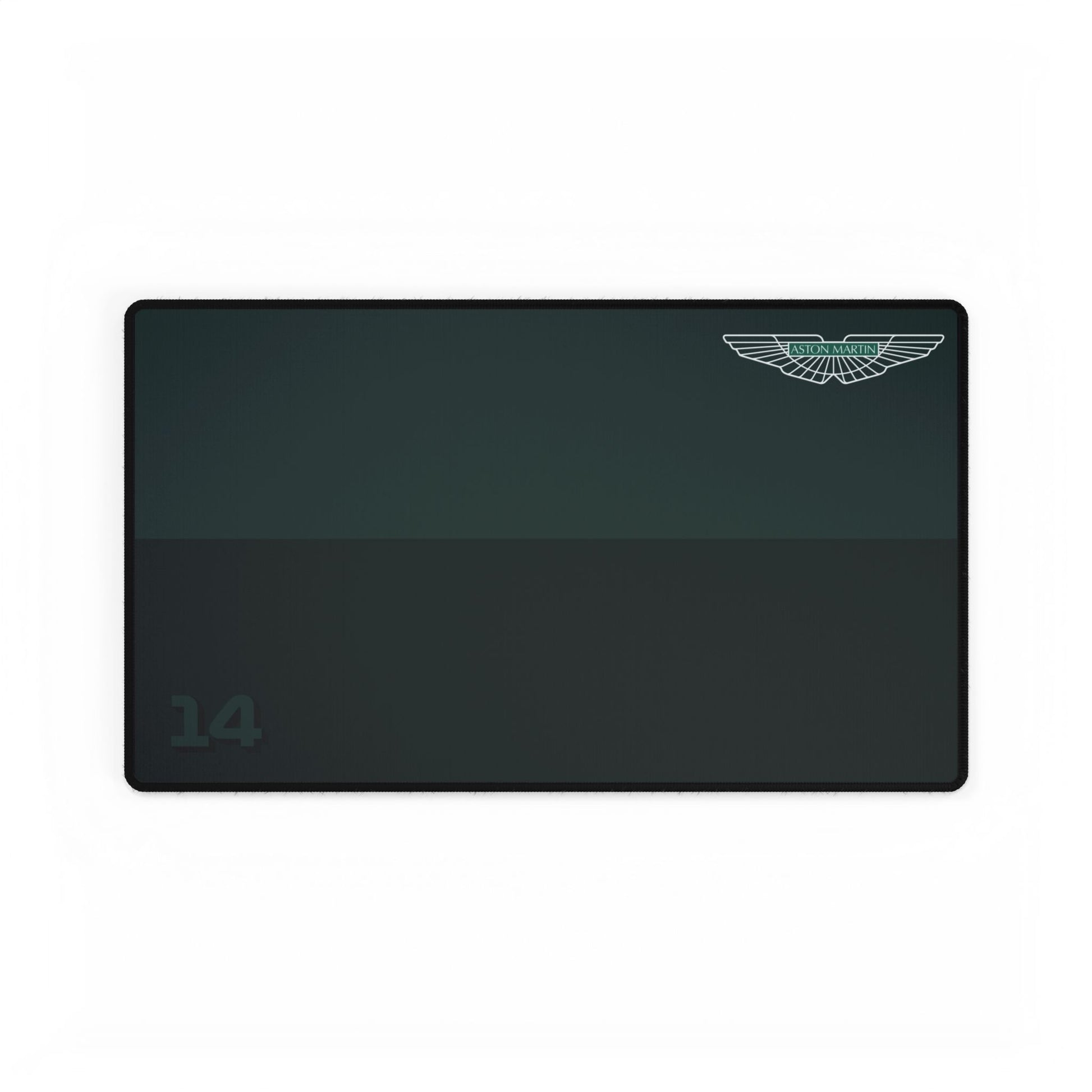 Green racing-inspired desk mat featuring a sleek Grand Prix aesthetic. Ideal for motorsport fans and home office setups.