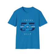 Blue and white racing-inspired unisex softstyle tee with a bold Grand Prix aesthetic. Ideal for motorsport fans.