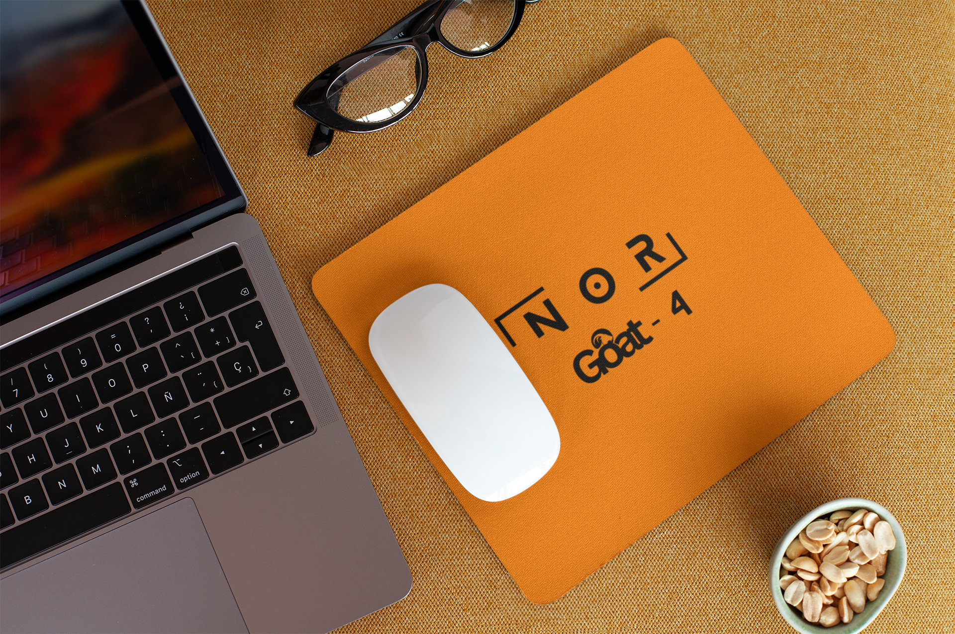 Papaya orange racing-inspired office mouse pad with a motorsport aesthetic, perfect for Grand Prix fans, gamers, and professionals. High-speed performance desk mat for home or office use.