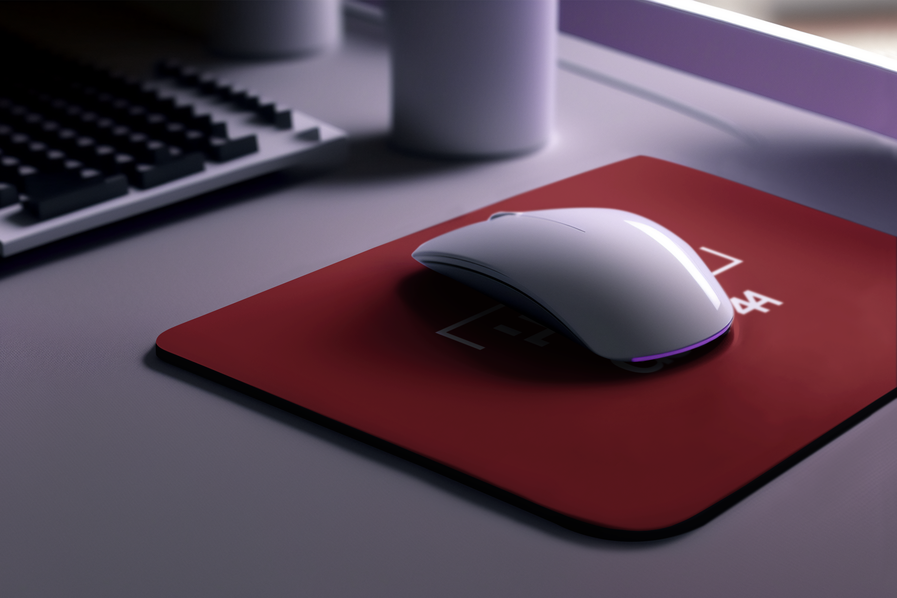 Silver and red racing-inspired office mouse pad with a motorsport aesthetic, perfect for Grand Prix fans, gamers, and professionals. High-speed performance desk mat for home or office use.