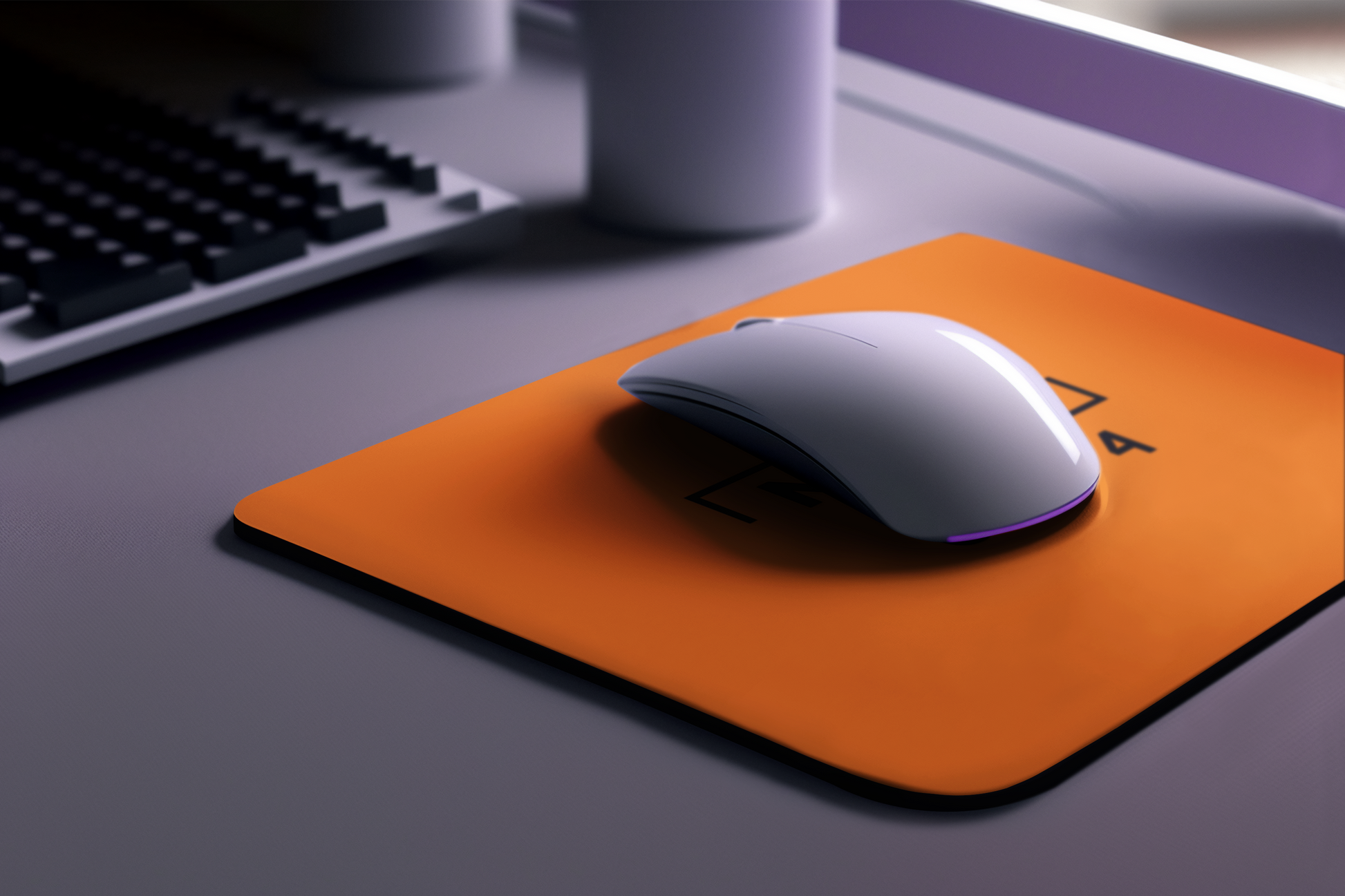 Papaya orange racing-inspired office mouse pad with a motorsport aesthetic, perfect for Grand Prix fans, gamers, and professionals. High-speed performance desk mat for home or office use.