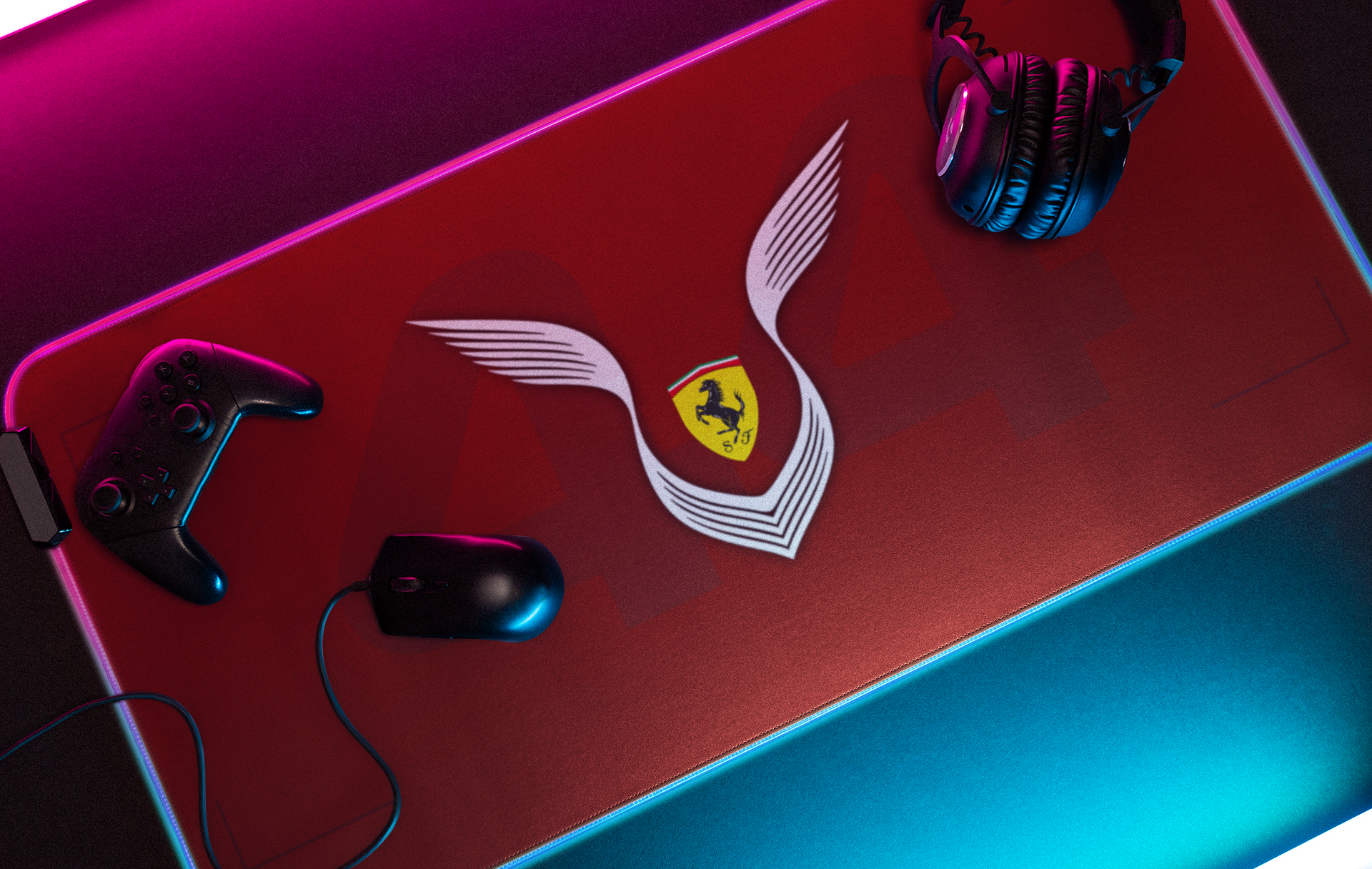 Hammer Time Rosso Racing LED Gaming Mouse Pad | Grand Prix Trackside Desk Mat