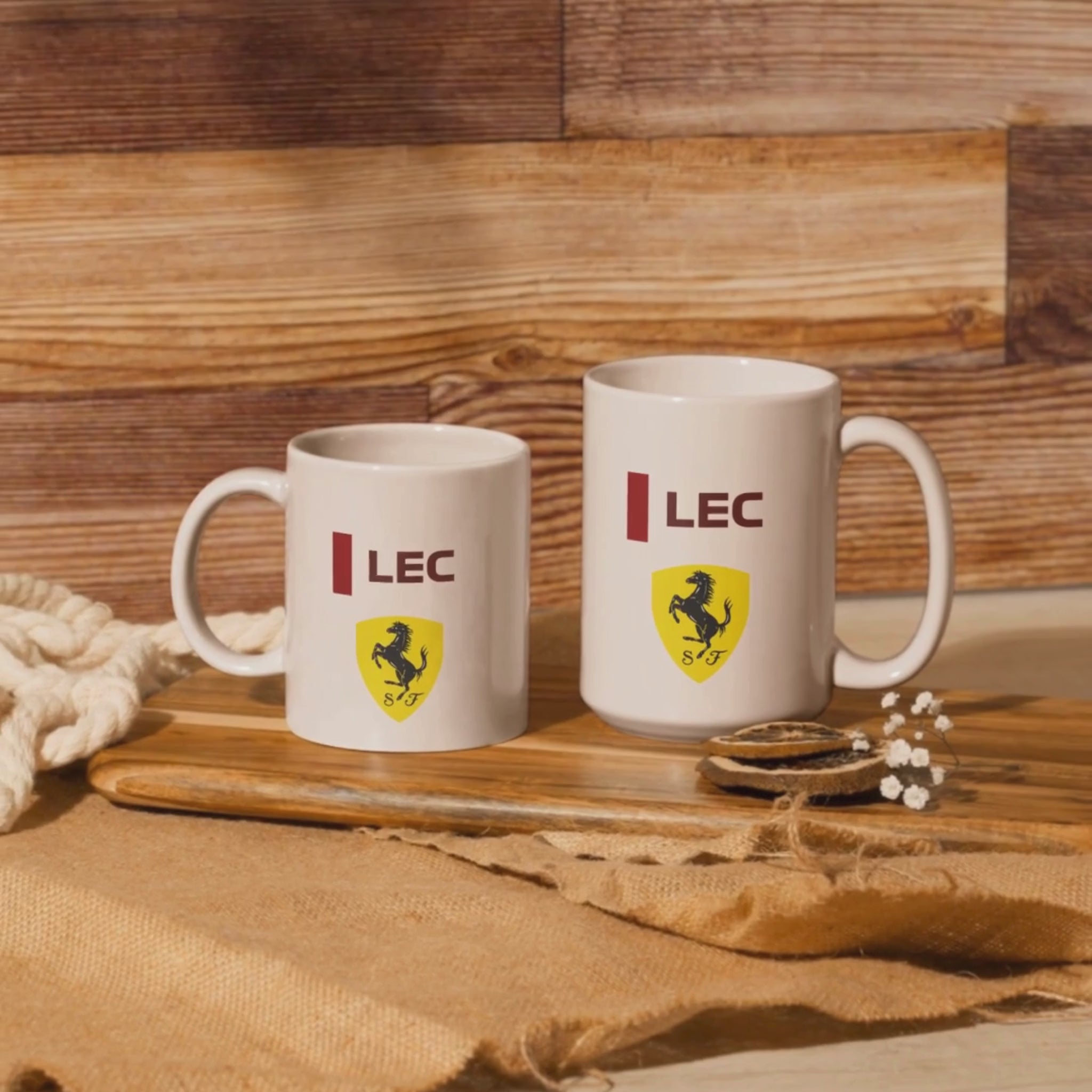 Load video: Rosso red racing-inspired ceramic mug with a motorsport aesthetic, available in 11oz and 15oz. Perfect for Grand Prix fans and speed enthusiasts.