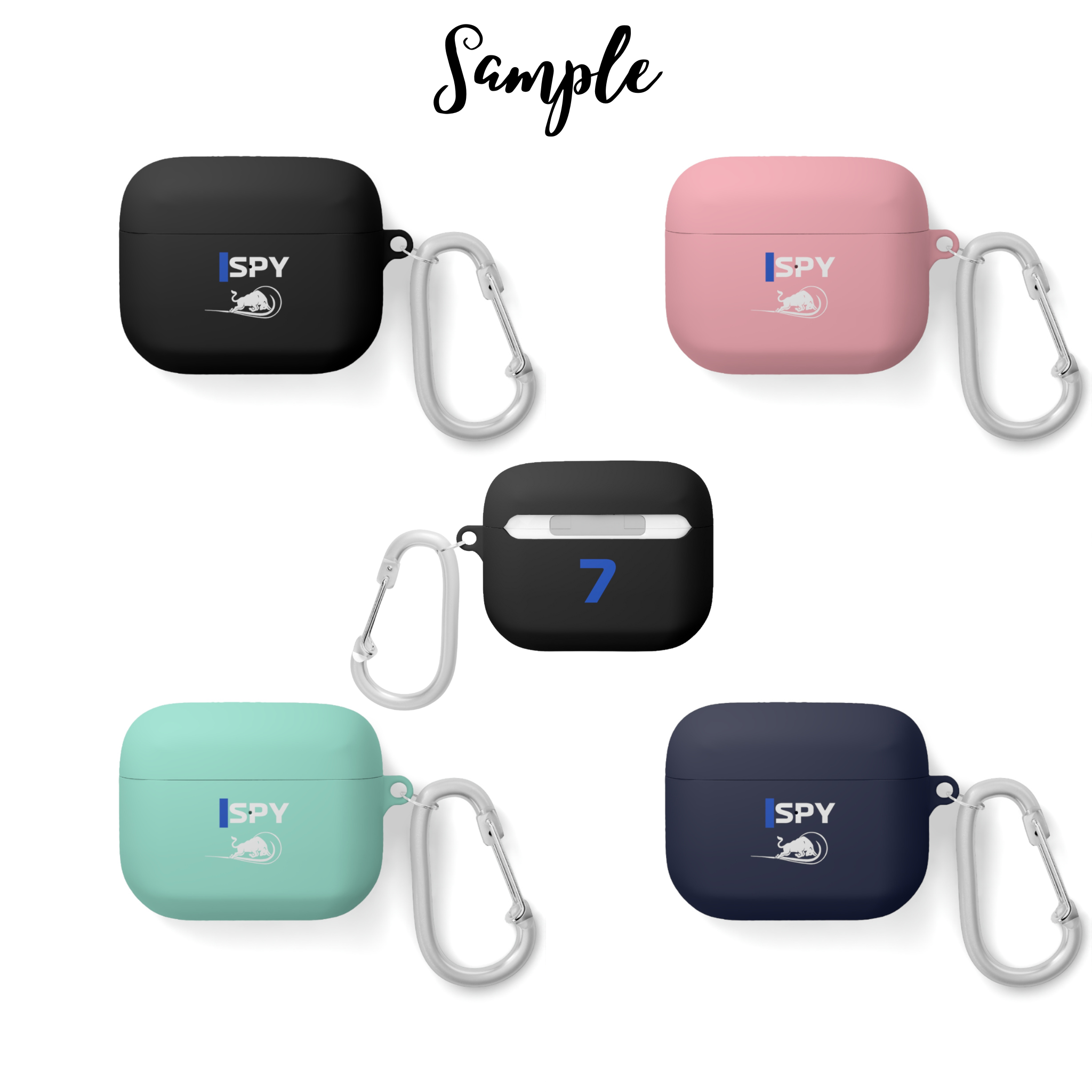 Blue and white racing-inspired AirPods case with a sleek Grand Prix aesthetic and custom initials option. Ideal for motorsport fans.