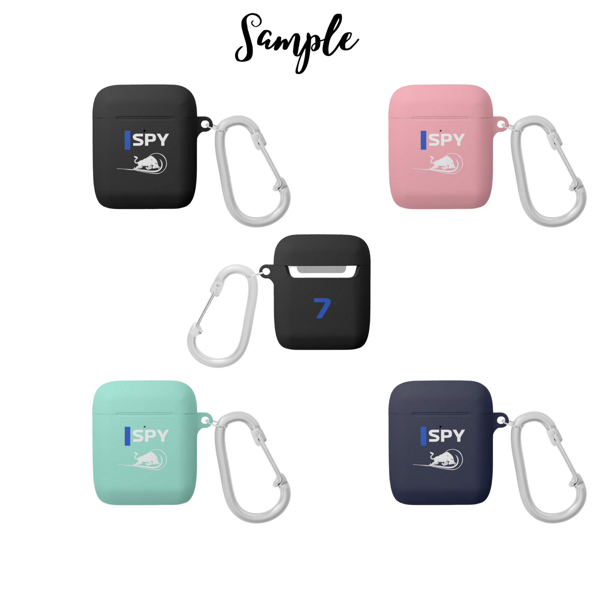 Blue and white racing-inspired AirPods case with a sleek Grand Prix aesthetic and custom initials option. Ideal for motorsport fans.